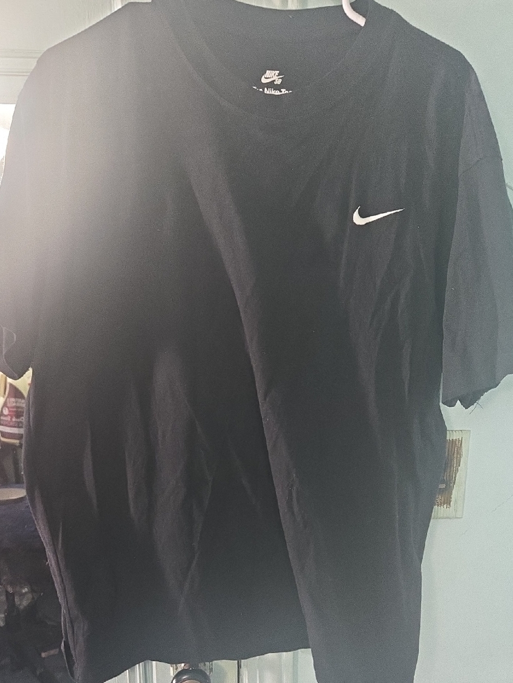 Nike Black Short Sleeve Crew Neck T-Shirt with White Swoosh